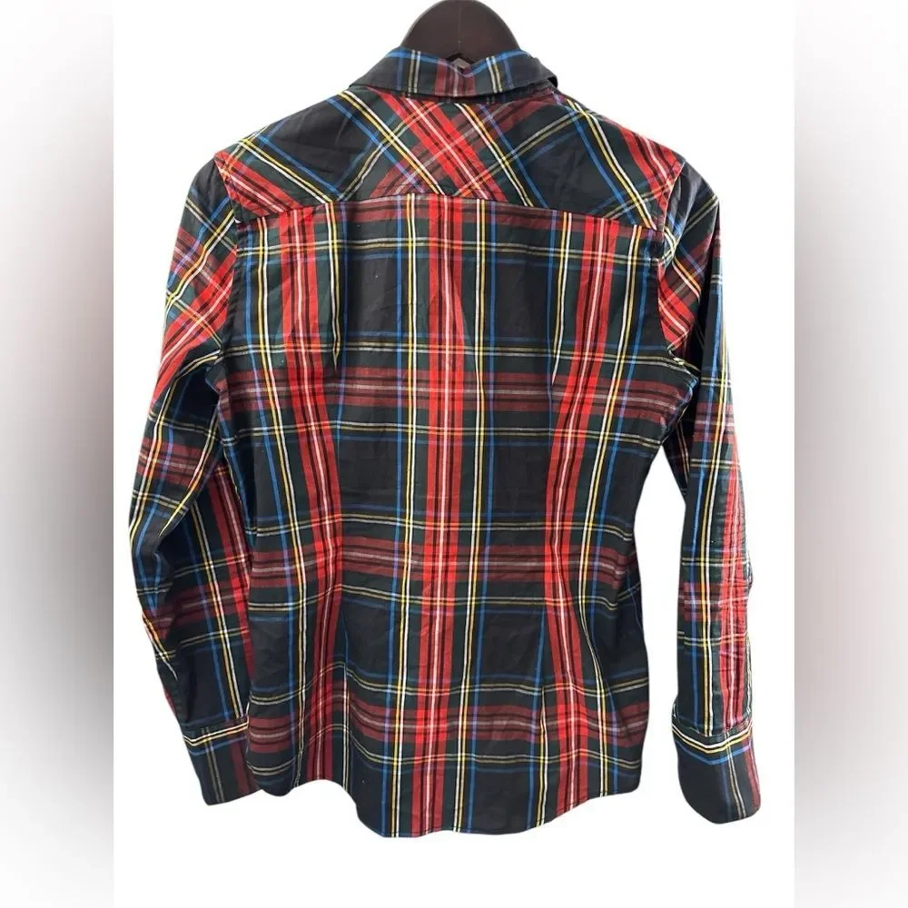 J. Crew Slim-fit stretch cotton poplin shirt in Stewart tartan size 4. Preppy